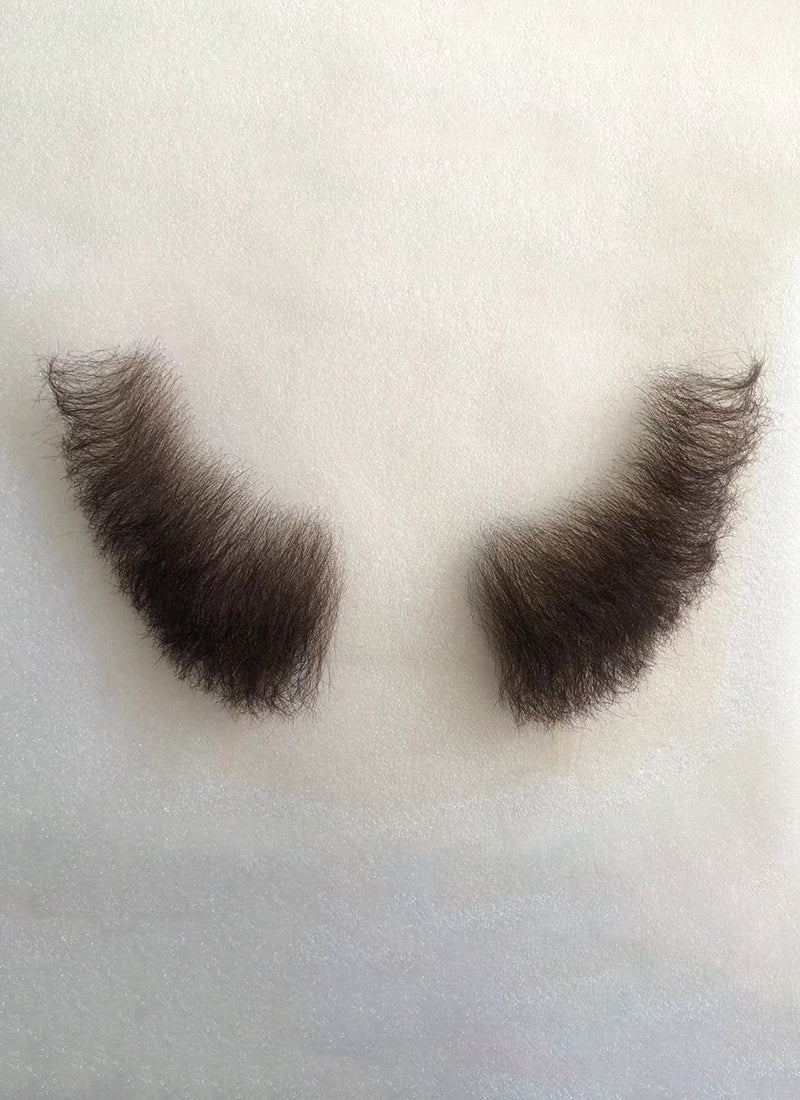 Handmade HD Lace Realistic Dark Brown Sideburns Facial Hair Set MB006