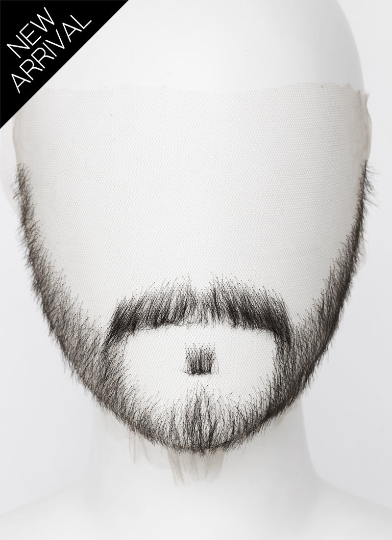 Hannibal Will Graham Handmade HD Lace Realistic Natural Black Long Stubble Beard and Moustache Facial Hair Set MB023