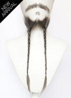 Handmade HD Lace Realistic Mixed Medium Gray Beard and Moustache Facial Hair Set MB060