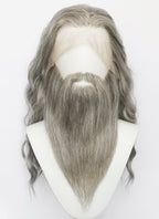 The Lord of the Rings Gandalf Handmade HD Lace Realistic Mixed Grey Beard and Moustache Facial Hair Set MB063