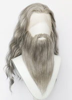 The Lord of the Rings Gandalf Handmade HD Lace Realistic Mixed Grey Beard and Moustache Facial Hair Set MB063