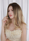 Mixed Blonde With Dark Roots Wavy Mono Top Kanekalon Lace Wig MN017