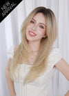 Blonde With Dark Roots Straight Mono Top Kanekalon Lace Wig MN020