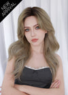Ash Blonde With Dark Roots Wavy Mono Top Kanekalon Lace Wig MN023