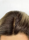 Ash Blonde With Dark Roots Wavy Mono Top Kanekalon Lace Wig MN023