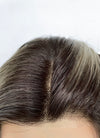 Ash Blonde With Dark Roots Wavy Mono Top Kanekalon Lace Wig MN023