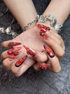Dark Gothic Blood-Rose Unique & Luxury Design Almond Handmade Press-On Nails NF095