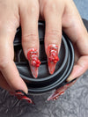 Dark Gothic Blood-Rose Unique & Luxury Design Almond Handmade Press-On Nails NF095