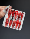 Dark Gothic Blood-Rose Unique & Luxury Design Almond Handmade Press-On Nails NF095