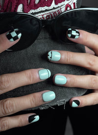 KPop Demon Hunters Saja Boys Baby Inspired Green Square Handmade Press-On Nails NF096