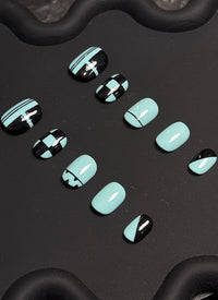 KPop Demon Hunters Saja Boys Baby Inspired Green Square Handmade Press-On Nails NF096