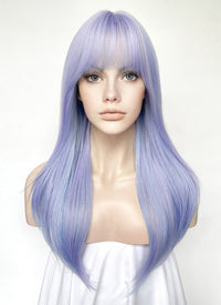 Pastel Purple Mixed Blue Straight Synthetic Hair Wig NS529