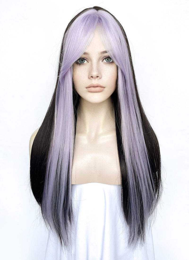 Purple Mixed Black Straight Synthetic Hair Wig NS538