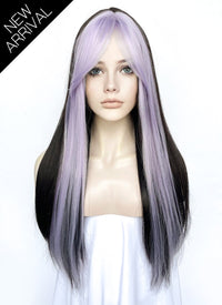 Purple Mixed Black Straight Synthetic Hair Wig NS538