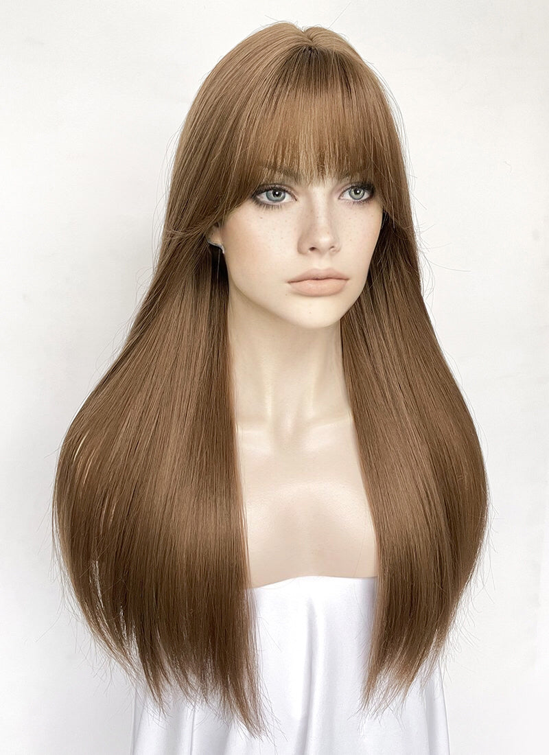 Brown Straight Synthetic Hair Wig | WigIsFashion