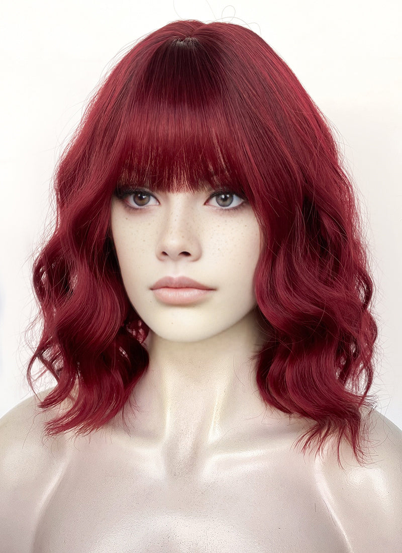 うえいす4 Wine Red Synthetic Hair Wig | WigIsFashion