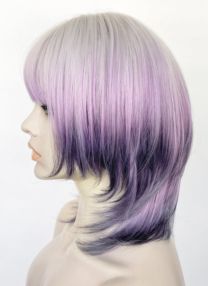 Grey Purple Mixed Synthetic Hair Wig | WigIsFashion – Wig Is