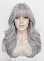Silver Grey Wavy Synthetic Hair Wig NS619