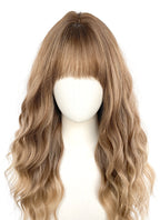 Brown Blonde Ombre Wavy Synthetic Hair Wig NS628