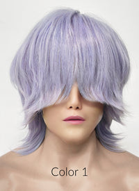 KPop Demon Hunters Saja Boys Mystery Pastel Purple Straight Synthetic Hair Wig TB1762