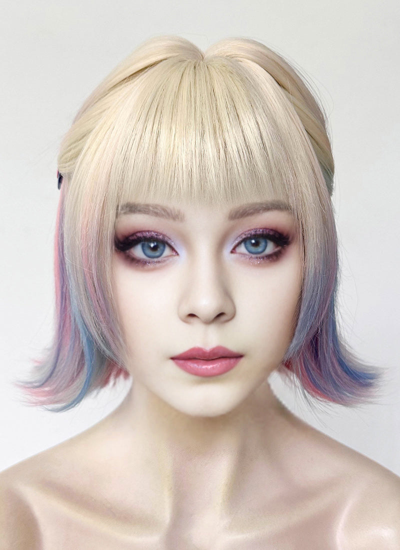 Wednesday Enid Sinclair Blonde Pink Blue Ombre Synthetic Wig