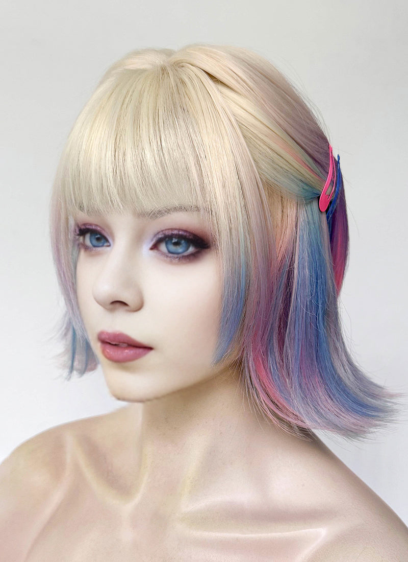アイケア Cindy Wednesday Enid Sinclair Blonde Pink Blue Ombre Synthetic Wig