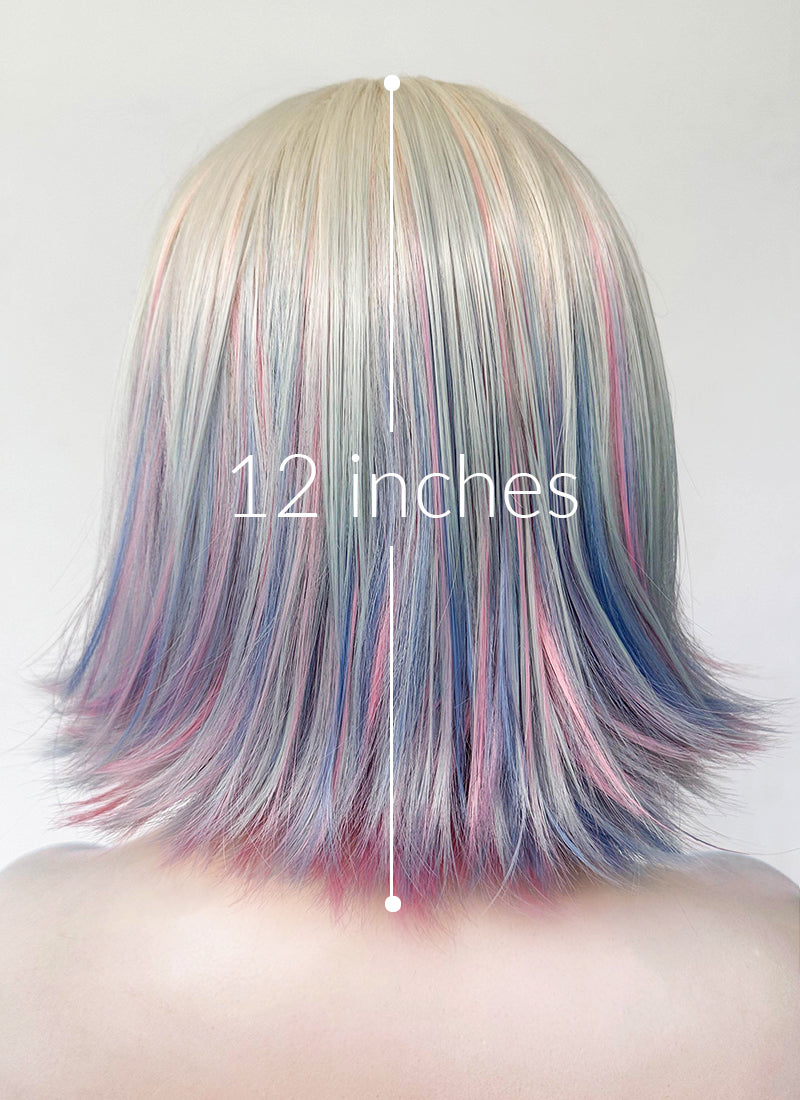 アイケア Cindy Wednesday Enid Sinclair Blonde Pink Blue Ombre Synthetic Wig