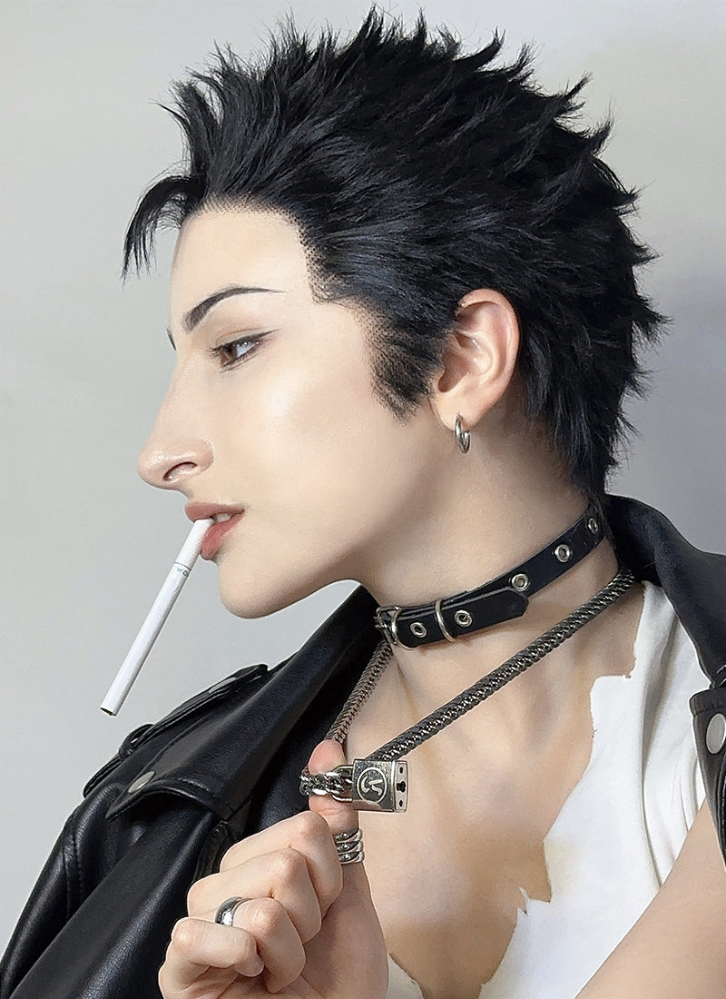 Nana Ren Honjo Black Wavy Lace Front Synthetic Men's Wig