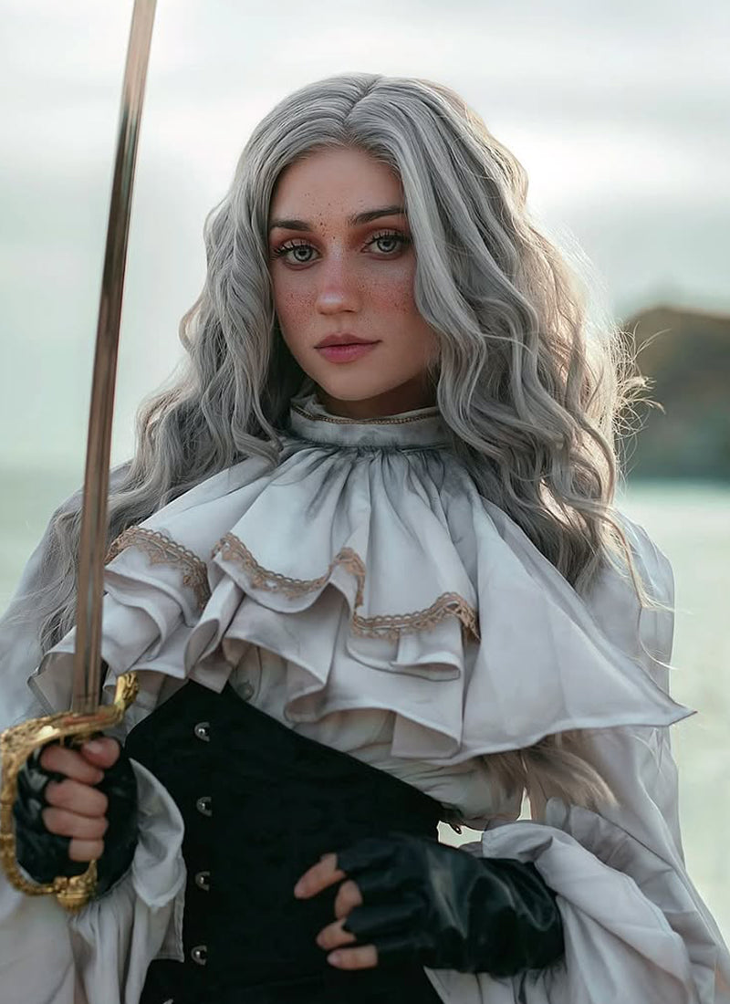 Grey Wavy Lace Front Synthetic Wig LW4043
