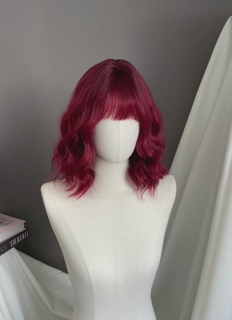 Wine Red Synthetic Hair Wig | WigIsFashion