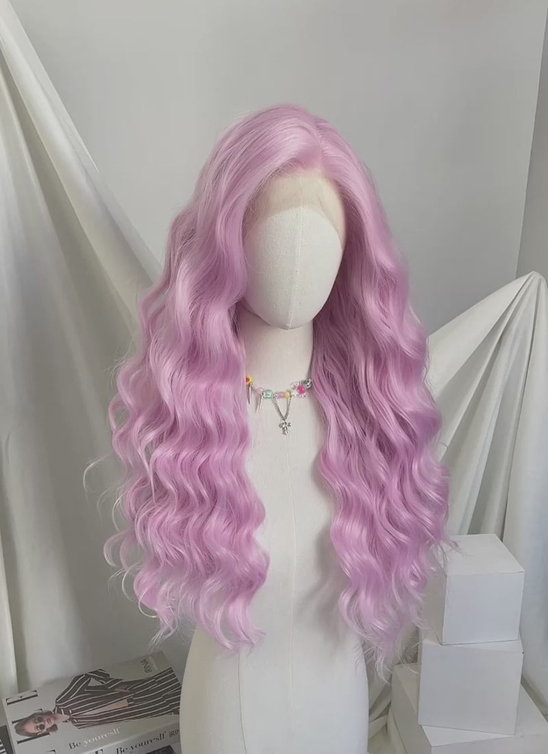 Pinkish Purple Wavy Lace Front Wig | WigIsFashion