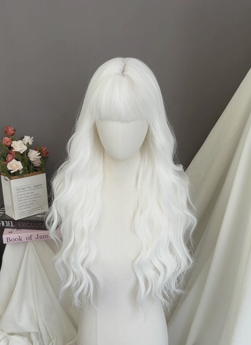 White Wavy Synthetic Hair Wig | WigIsFashion