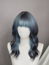 Blue Mixed Black Wavy Synthetic Hair Wig NS598