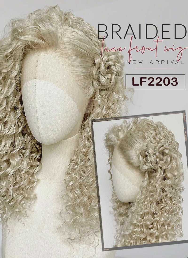 Ash Blonde Braided Lace Front Synthetic Wig LF2203