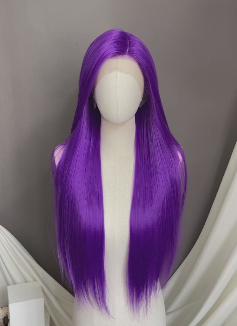 Purple Straight Lace Front Synthetic Wig | WigIsFashion