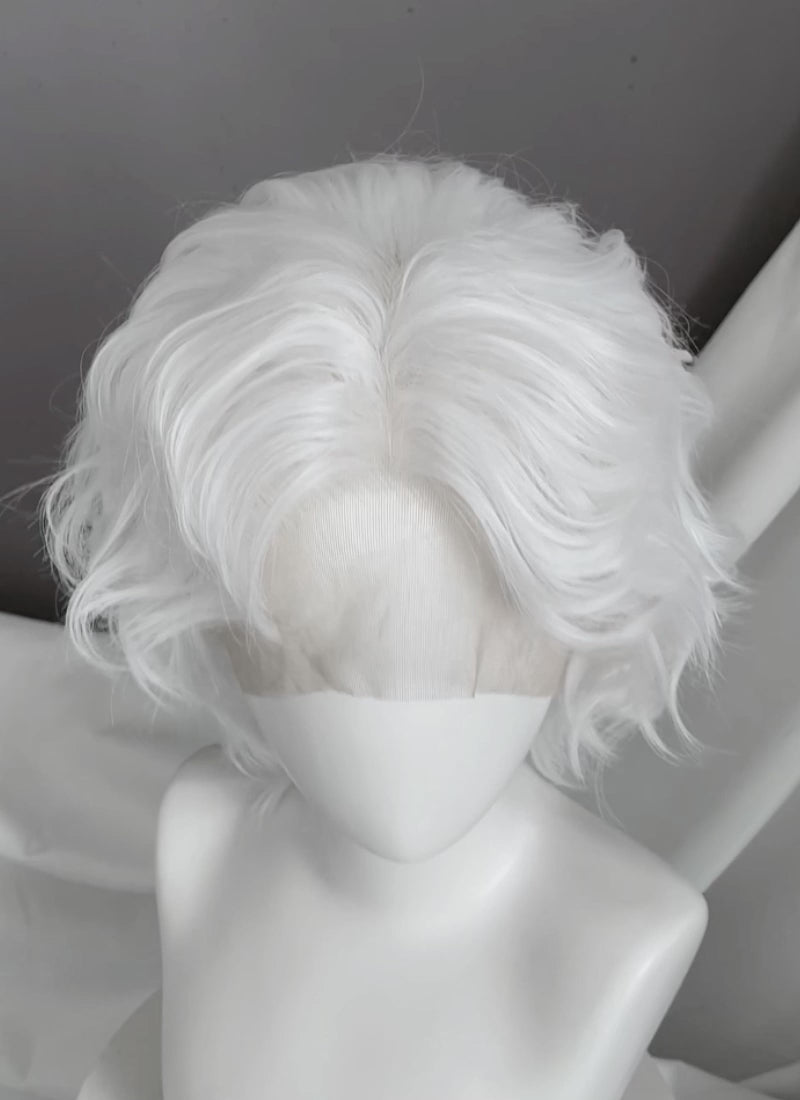 White Wavy Lace Front Synthetic Men's Wig LF8083