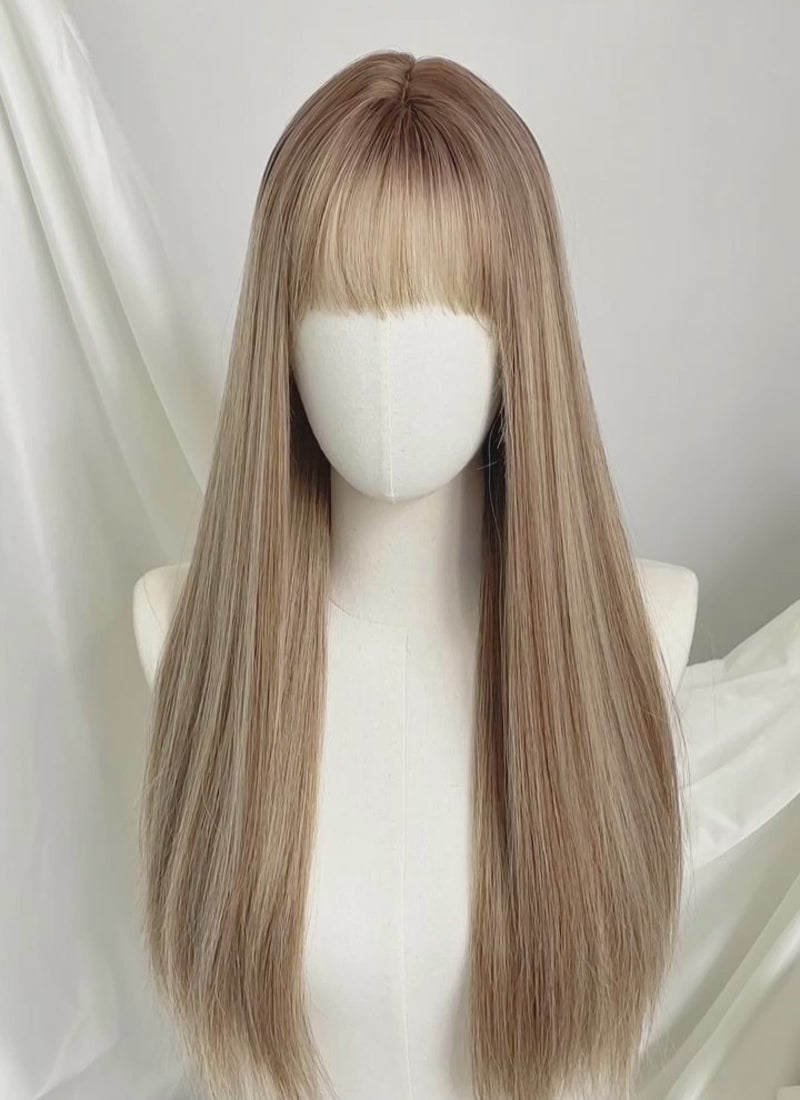 Disney Hannah Montana Brown With Blonde Highlights Straight Synthetic Hair Wig NS525