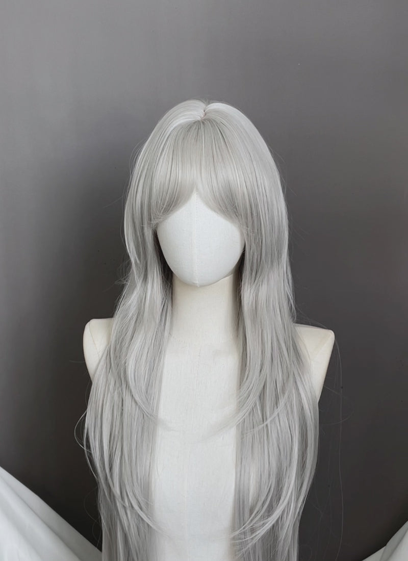 Silver Grey Straight Synthetic Hair Wig NS624
