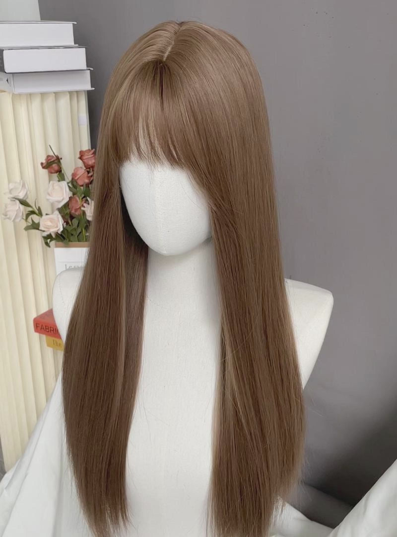 Brown Straight Synthetic Hair Wig | WigIsFashion