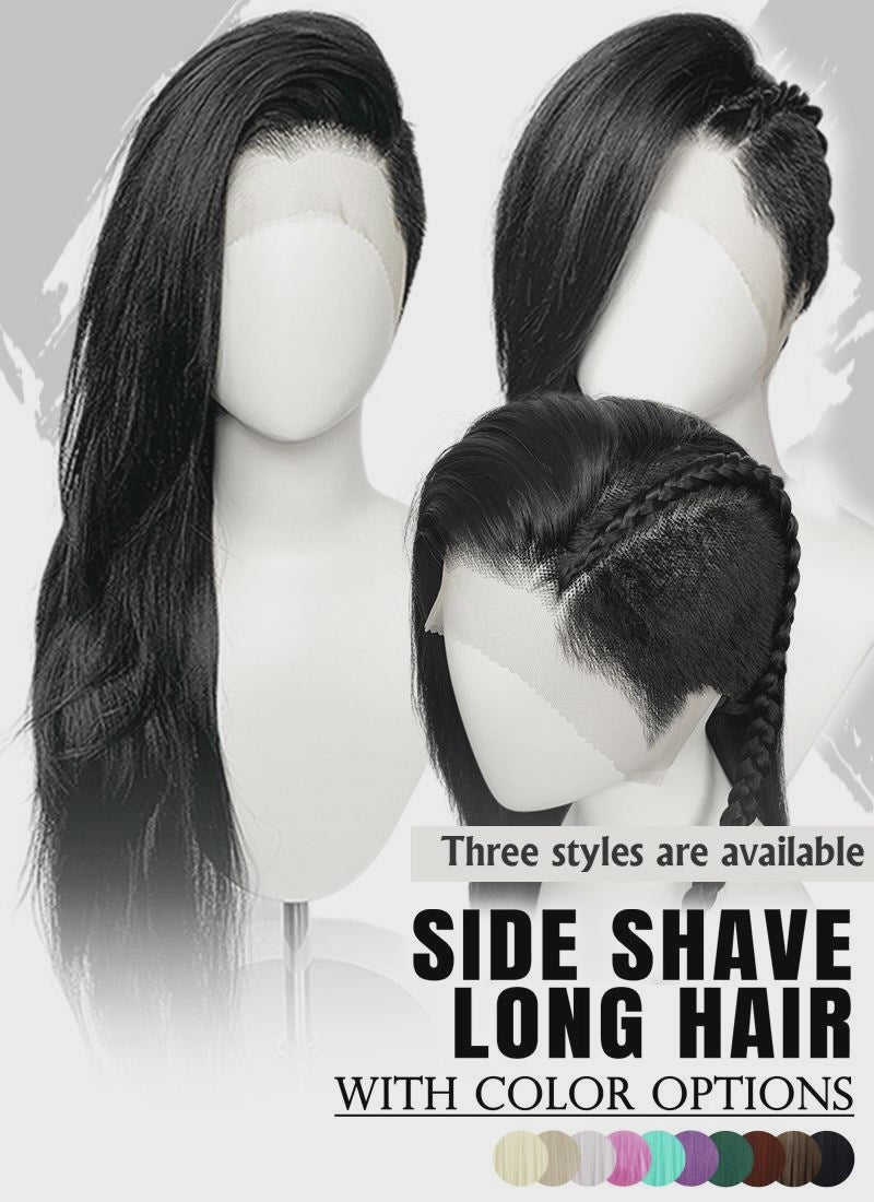 Long Lace Front Wig with Shaved Side - 3 Styles Available | Multiple Colors | Free 2 Wig Caps Included LF8126