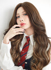 Brown Mixed Blonde Wavy Lace Front Synthetic Wig LF3275