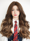Brown Mixed Blonde Wavy Lace Front Synthetic Wig LF3275
