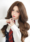 Brown Mixed Blonde Wavy Lace Front Synthetic Wig LF3275