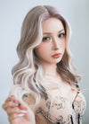 Ash Purple With Blonde Highlights Money Piece Wavy Lace Front Synthetic Wig LF3283