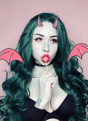 Dark Green Wavy Lace Front Synthetic Wig LF667V