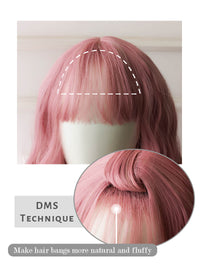 Pink Wavy Synthetic Wig NS063