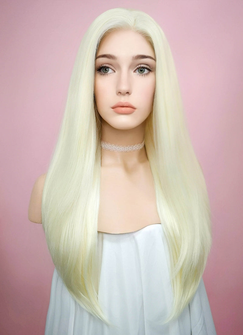 Straight Light Blonde Lace Front Synthetic Wig LF010