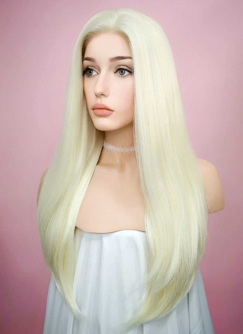 Straight Light Blonde Lace Front Synthetic Wig LF010