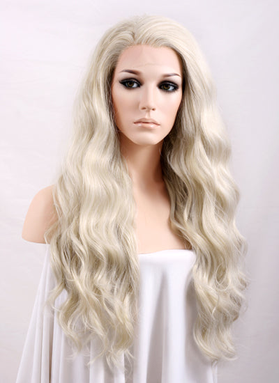 Wavy Light Ash Blonde Lace Front Synthetic Wig LF101