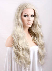 Wavy Pastel Ash Blonde Lace Front Synthetic Wig LF101